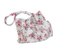 PENCHEAK Sac à bandoulière en coton à motif floral vintage artistique et spacieux pour le shopping et le quotidien, grand sac à main, porte-livres de grande capacité, Fleurs rouges sur blanc, One Size