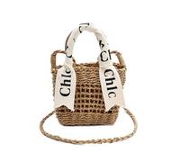 PENCHEAK Sac à bandoulière en paille léger et respirant avec cordon de serrage pour les vacances ou les voyages décontractés, kaki, One Size