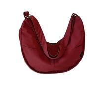 PENCHEAK Sac à bandoulière unisexe tendance de couleur unie avec fermeture éclair pour le shopping, l'école et les voyages, grande capacité d'épaule, Rouge, One Size