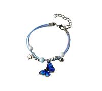 PENCHEAK Style ethnique réglable en alliage papillon perles bracelet de cheville avec corde colorée tissée à la main pour femmes et filles coloré pour femmes, taille unique, Comme décrit