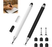 Pencil 1st Generation, Touch Tablet Pen, Universal Stylus Pen for Touchscreen Tablets - Dual Tip Precision Tip, No Charging Required, Magnetic Attachment, Black/White