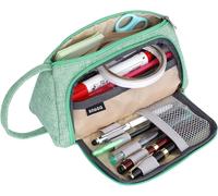 Pencil Case Large Capacity Pen Holder Makeup Bag Storage Organizer Supplies With Handle For School Student Boy Girl (Green)