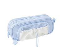 Pencil Case, Pencil Bag, Waterproof Cloth Zipper Closure Strong Stitching Lightweight Compact Portable, Stationery Storage Bag for Kids Students School, 8.27x3.35x2.2Inches, Green, Pink, Blue