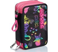 Pencil Case - Pencil Case, Stationery Box, Pencil Case Filled With Pens, Markers And Other, For School Supplies, For Girls And Boys, 3 Compartments, Xxl Iridescent, Black, 20x12,5x7 Cm, School &