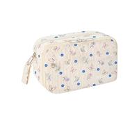 Pencil Case Pouch - Pink/Blue, Zipper Compartments Pen Stationery Storage, Large Capacity Pencil Bag, Multi-Compartment Design, Durable Canvas Material | Girls, Boys, Teen, Classroom, College, Travel