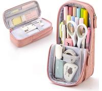 Pencil Case Stand Up School Stationery Bag Folding Pencil Case Large Pencil Case Large Pencil Case Pouch Mobile Phone Stand Pocket Pencil Case Girls Boys Standing Pencil Case, Pink, Pencil