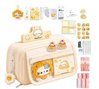 Pencil Case with Supplies - Cheese Cat Design High Capacity Stationery Use
