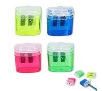 Pencil Sharpeners With Lid, Pencil Sharpener With Lid, Compact Cute Sharpener, for Kids Adults Students School Home Office (four-color mixing)