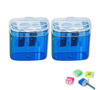 Pencil Sharpeners With Lid, Pencil Sharpener With Lid, Compact Cute Sharpener, for Kids Adults Students School Home Office (Blue*2)