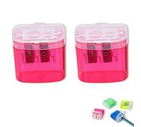 Pencil Sharpeners With Lid, Pencil Sharpener With Lid, Compact Cute Sharpener, for Kids Adults Students School Home Office (Red*2)