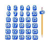 Pencil Toppers for Kids - Number Reusable Tags for Teacher Student