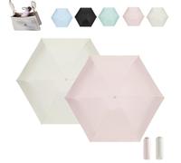 Pencil Umbrella From Japan,Japanese Compact Folding Pocket Parasol with Upf 50+ UV Block,Mini Ultra Lightweight Sun Umbrella for Rain,Handbag,Commute,Beach,Hiking,Outdoor Use，White+Pink