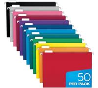 Pendaflex Lot de 50 dossiers suspendus format lettre - Couleurs assorties - Onglets réglables de coupe 1/5 - Dossiers en vrac pour armoire de classement avec onglets - Dossiers manille 21,6 x 27,9 cm
