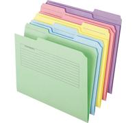 Pendaflex Printed Notes File Folders, 1/3 Cut, Top Tab, Letter Size, Assorted Colors, 30 per Pack (45269), Light Blue;light Green;light Red;light Yellow;light Violet