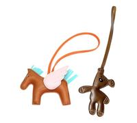 Pendant 1 Pièce Ours Et Pendentif Poney 1 Pièce, Pendentif De Dessin Animé Mignon, Pendentif en Cuir PU, Accessoires d'emballage.