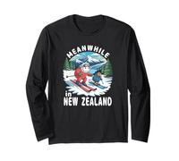 Pendant ce Temps en Nouvelle-Zélande Kiwi Sheep Ski Souvenir d'hiver Manche Longue