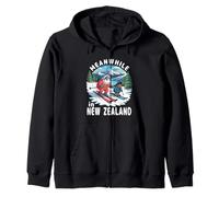 Pendant ce Temps en Nouvelle-Zélande Kiwi Sheep Ski Souvenir d'hiver Sweat à Capuche