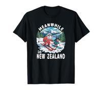 Pendant ce Temps en Nouvelle-Zélande Kiwi Sheep Ski Souvenir d'hiver T-Shirt