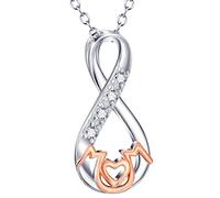 Pendant Charming Necklace for Women&Women Rhinestones Heart Necklace Chain Jewelry Mother Birthdays for Her,Colour:Silver (Color : Silver)