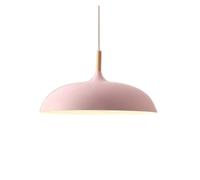 Pendant Elegant Black Dome Chandelier Kitchen Island Hanging Lamp with Wood Top Wire Length 47'' Semi-Flush Mount Light for Dinging Room, Cafe, Bar(Pink,40CM)