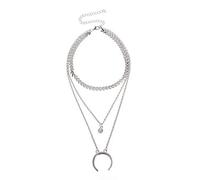 Pendant Elegant Charming Necklace for Women & Fashion Rhinestone Multi-Layer Chain Necklace Women Jewelry Party, Best Gift for Her,Colour:Silver (Color : Silver)