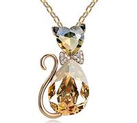 Pendant Elegant Charming Necklace for Women & Luxury Wedding Bridal Women Cat Rhinestone Charm Necklace Party, Best Gift for Her,Colour:Silver + White (Color : Golden+Champagne)