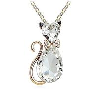 Pendant Elegant Charming Necklace for Women & Luxury Wedding Bridal Women Cat Rhinestone Charm Necklace Party, Best Gift for Her,Colour:Silver + White (Color : Golden+White)