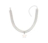 Pendant Elegant Charming Necklace for Women & Women Punk Style Star M Letter Choker Charm Chain Necklace Jewelry, Best Gift for Her,Colour:Golden (Color : Silver)