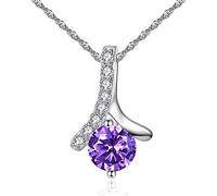 Pendant Elegant Charming Women Love Angel Necklace with Cubic Zirconia Elements Silver Plated Women Jewelry Gift Color Purple