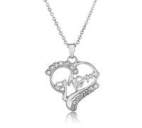 Pendant Elegant Deals!Attractive Heart Mom Letter Necklace Rhinestone Sweater Chain Jewelry,Colour:Silver (Color : Silver)