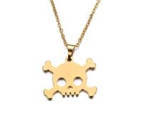Pendant Elegant Lover's Skull Gold and Silver Color Necklace Engagement Jewelry,Colour:Silver (Color : Gold-Color)