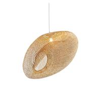 Pendant Lamp Shade Metal Basket Hollow Woven Chandelier with Wicker Rattan Finish Light for Bar, Coffee Shop, Bedroom, Restaurant De