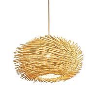 Pendant Light Cover Hand Woven Rattan Chandelier Light Shade Bird Nest Bamboo Hanging Lamp E27 Lighting Fixture for The Bar Coffee Shop Book Store Hallway and Living Room (40cm)