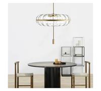 Pendant Light Design Minimalist Lamp Replica Water Ripple Oval Glass Pendant Light Luxury Dining Room Loft(Cold White)