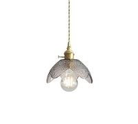 Pendant Light, Flowers All Copper Modern Minimalist Glass Pendant Lamp,Luxury V-intage E27 Bulb Decoration Hanging Light Fixture,Gray Kitchen Island Country Farmhouse Ceiling Chandelier for Dining Be
