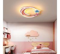 Pendant Light, Pink Modern Ceiling Lamp Girl's and Boy's Bedroom Ceiling Light Metal Moon Star Shape Ceiling Light Fixture Study Room Pendant Lamp for Living Room Bedroom Dining Room Kitchen Hallway(