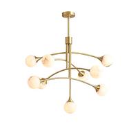 Pendant Lights, G4 Luxurious Brass Chandeliers 9 Light Semi Flush Mount Marble Ceiling Light Sputnik Chandelier Gold Compatible with Dining Room Farmhouse Kitchen Bedroom Pendant(9 Head)
