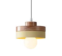 Pendant Lights, Pendant Light Round Wooden Lamp Shade 1-Light Color Industrial Dome Chandeliers Base - Hanging Ceiling Light Fixture Compatible with Dining Room Bar Clubs & Restaur