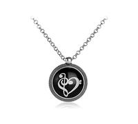 Pendant Luminous Musical Note Heart Women Round Necklace Party Jewelry,Colour:Silver (Color : Silver)