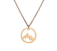 Pendant Round Mountain Women Metal Clavicle Chain Necklace Jewelry Gift,Colour:Silver (Color : Rose Gold)