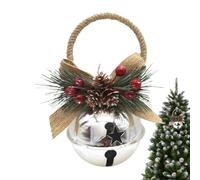 Pendant with Pine Cone Bow Berries Christmas Tree Bells Rustic Metal