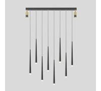 Pendante de restaurant bricolage, lustre en grappe longue, lampe suspendue à tube long métal avec projecteur réglable, lampes à suspension LED modernes - mode 3 couleurs, feux de comptoir à barres