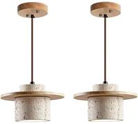 Pendante Light 2PCS Obelle en pierre naturelle, lustre japonais, table à manger en travertin droplight, restauration de chevet cuisine club de barre de barre de barreau (couleur: B-2pcs), lustre