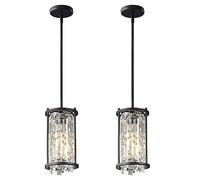 Pendante Light E26 Chandelier Crystal Pendant Lantern Lantern Clear Lamp Retro Hollow Out Metal Iron Lampe Corps American Industrial Decorative Hanging Lamping for Kitchen Restaurant Living Room Fait