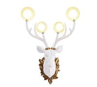 Pendante Lights Plafond LED moderne G4 White Deer Head Mur Mall Lampe Salle Dossier Dossier Fond Mur Murs Décoration Mur Mur Light Antlers Murce Murce Style Rustique Métal et résine Murale (H78CM