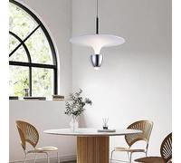 Pendante Lumière, Longueur réglable de lampe suspendue adaptée à un seul usagé, pendentif moderne pour cuisine, chambre, salle à manger, comptoir de bar, dimmable 12 pouces / 30 cm, argent fabriqué en