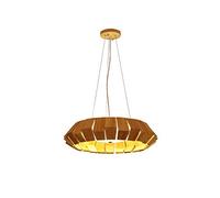 Pendante lustre créatif Création simple Personnalité chinois chinois LED Bois massif rond salon étude lampe à manger Chandelier en bois pour maison, villa, bar, restaurants Flush Mount Ayémat