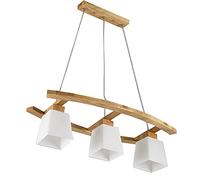 PendantLight, créatif d'art en Bois à Trois têtes avec Abat-Jour en Verre Lampe Suspendue encastrée pour Salle à Manger Bar Bureau Table de Billard Lampe Suspendue