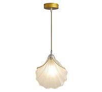 PendantLight, en Verre en Forme de Coquille créatif avec chaîne de Perles, Suspension réglable en Hauteur pour Salle à Manger, Balcon, îlot de Cuisine