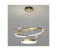 PendantLight, LED créatif à Trois Anneaux, lumière Variable, Suspension réglable en Hauteur pour îlot de Cuisine, Salle à Manger, Salon, Chambre à Coucher (Or, lumière trichromatique)